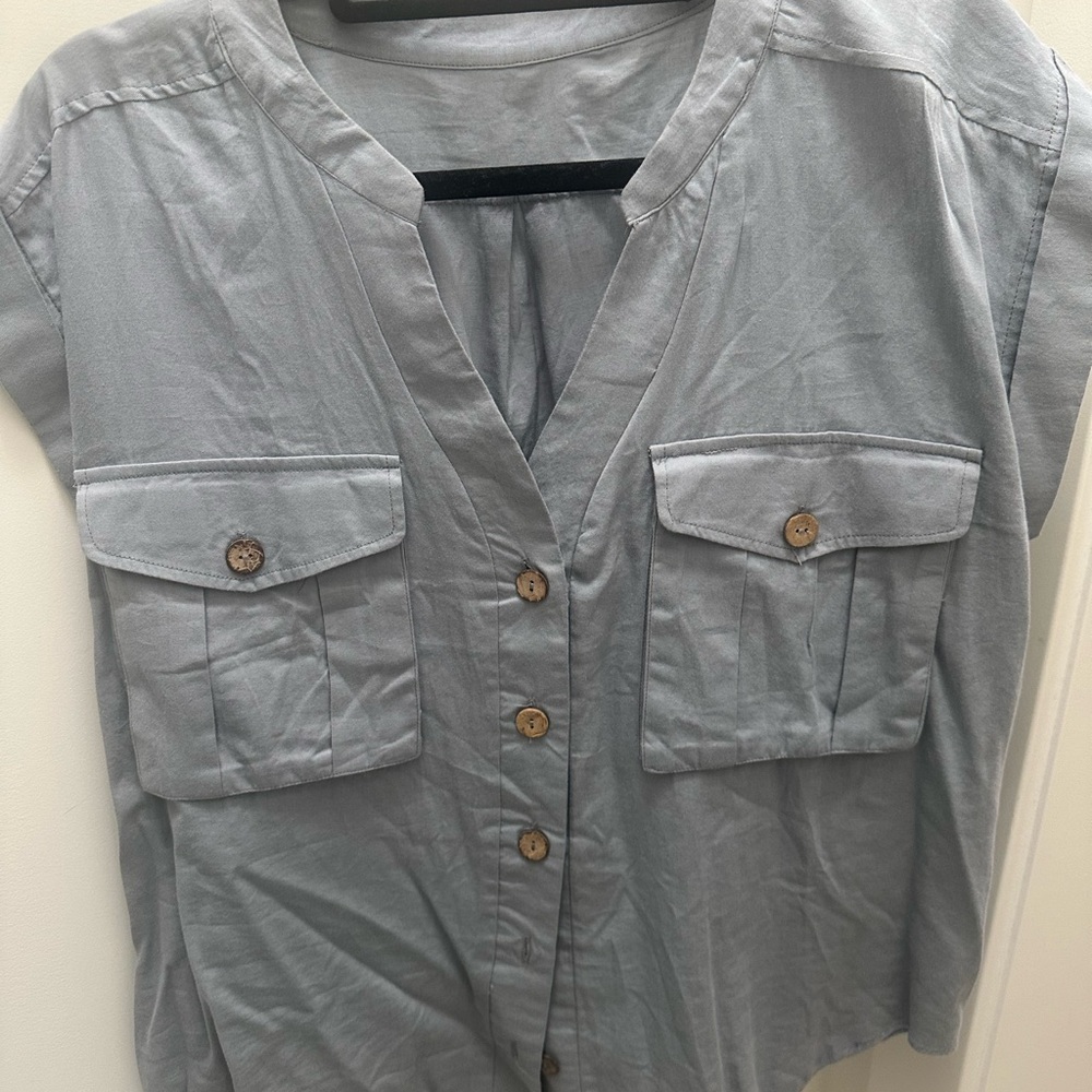 Gray Button Down Shirt for Women